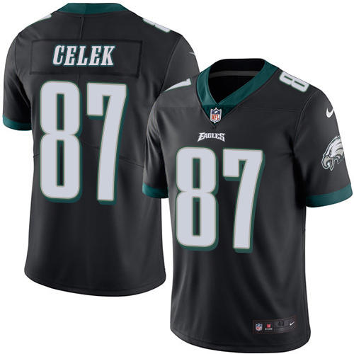 Men's Elite Brent Celek Nike Jersey Black - #87 Rush NFL Philadelphia Eagles